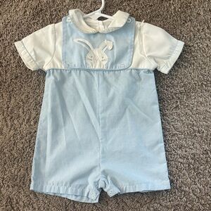 Blue and White Reversible Easter Kids Romper
